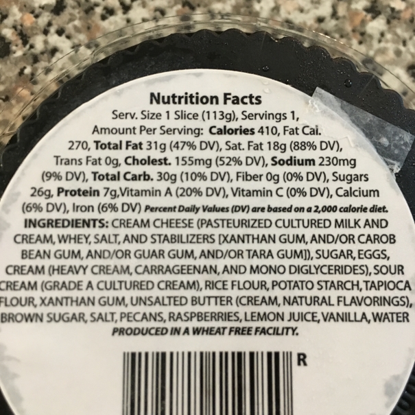 Macros for store-bought cheesecake