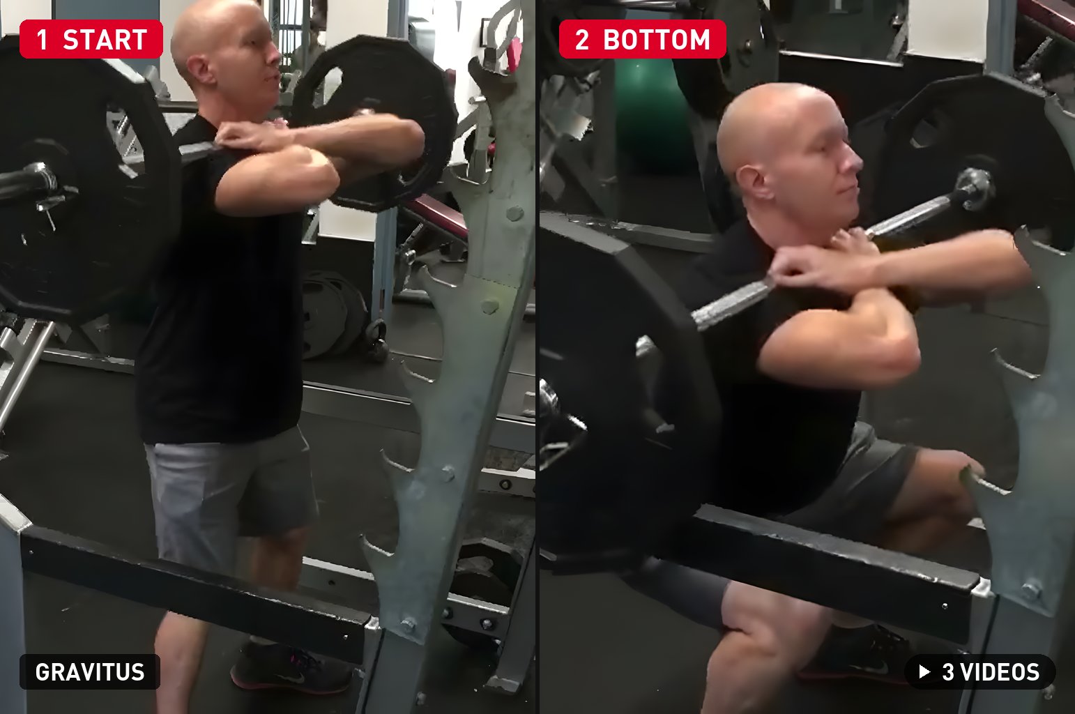 Front Squat start and bottom positions