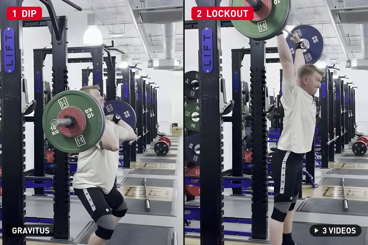 Push Press dip and lockout positions