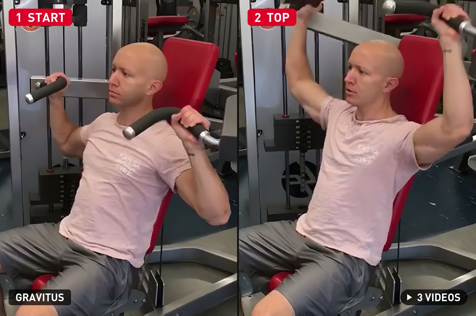 Shoulder Press Machine start and top positions