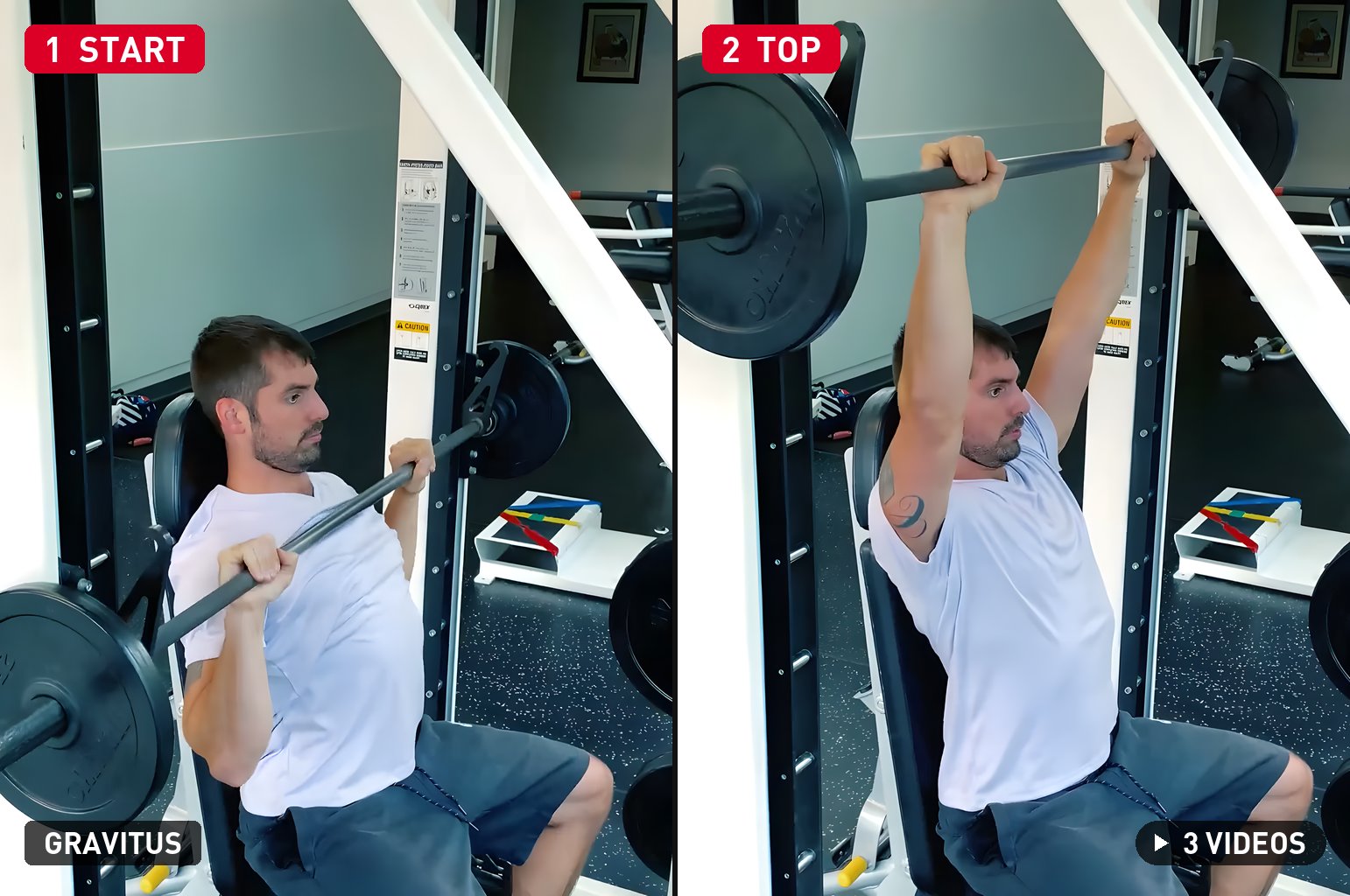 Smith Machine Shoulder Press start and top positions