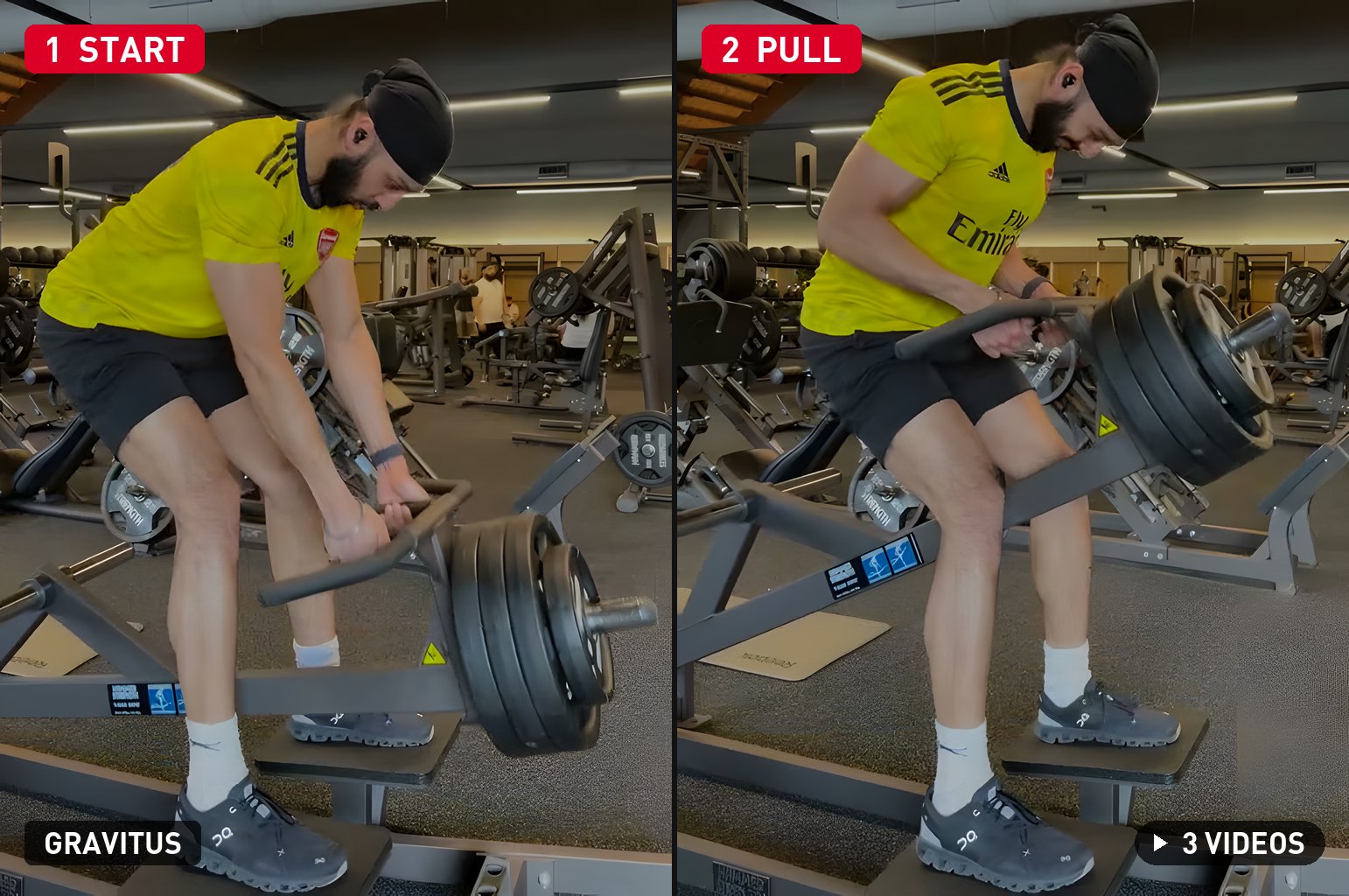 T-Bar Row start and pull positions
